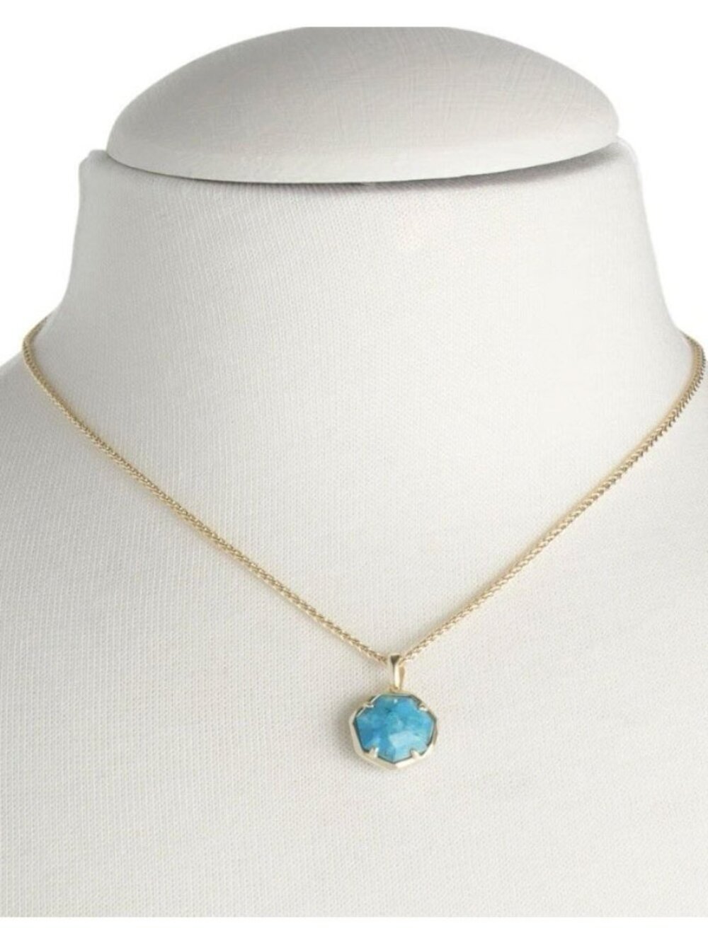 KENDRA SCOTT Gold Cynthia Turquoise Short Pendant Necklace - Picture 2 of 2